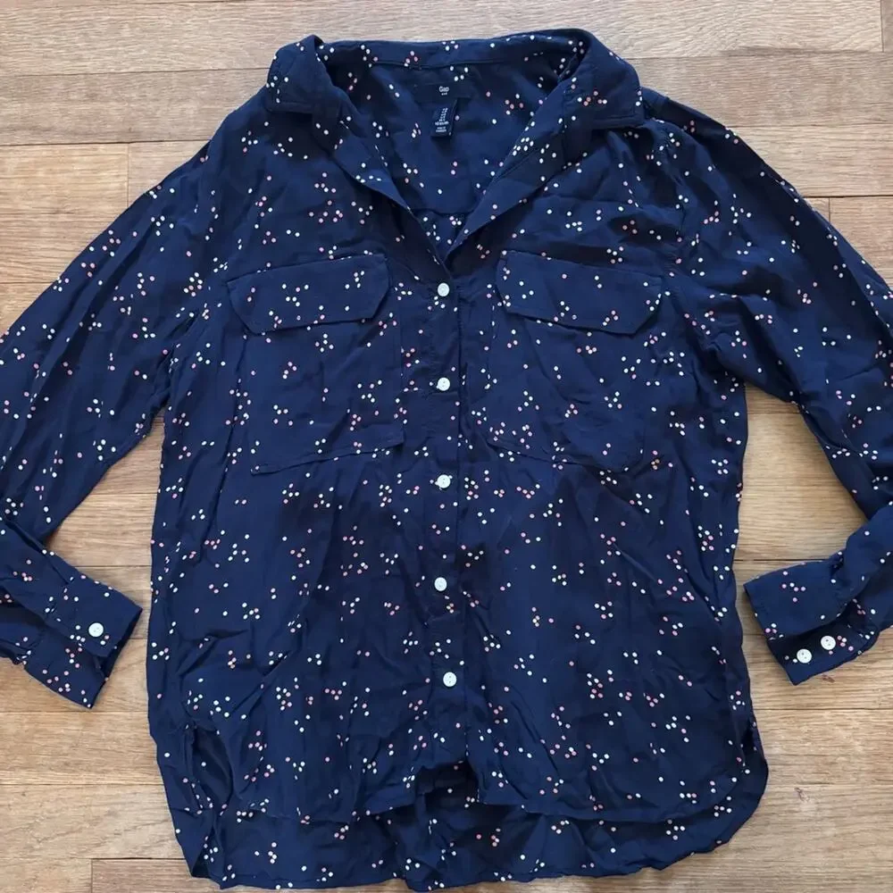 Gap long sleeve button down blouse shirt top size small S b47
